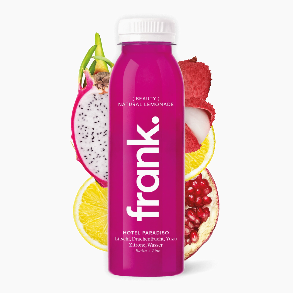 Juice bottle Hotel Paradiso from frank with dragon fruit, lychee and lemon