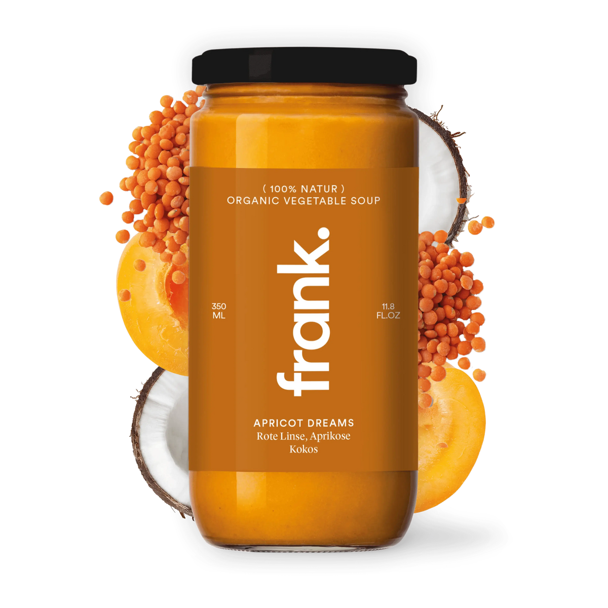 Bio Suppe Apricot Dreams von frank im Glas mit roten Linsen und Aprikose