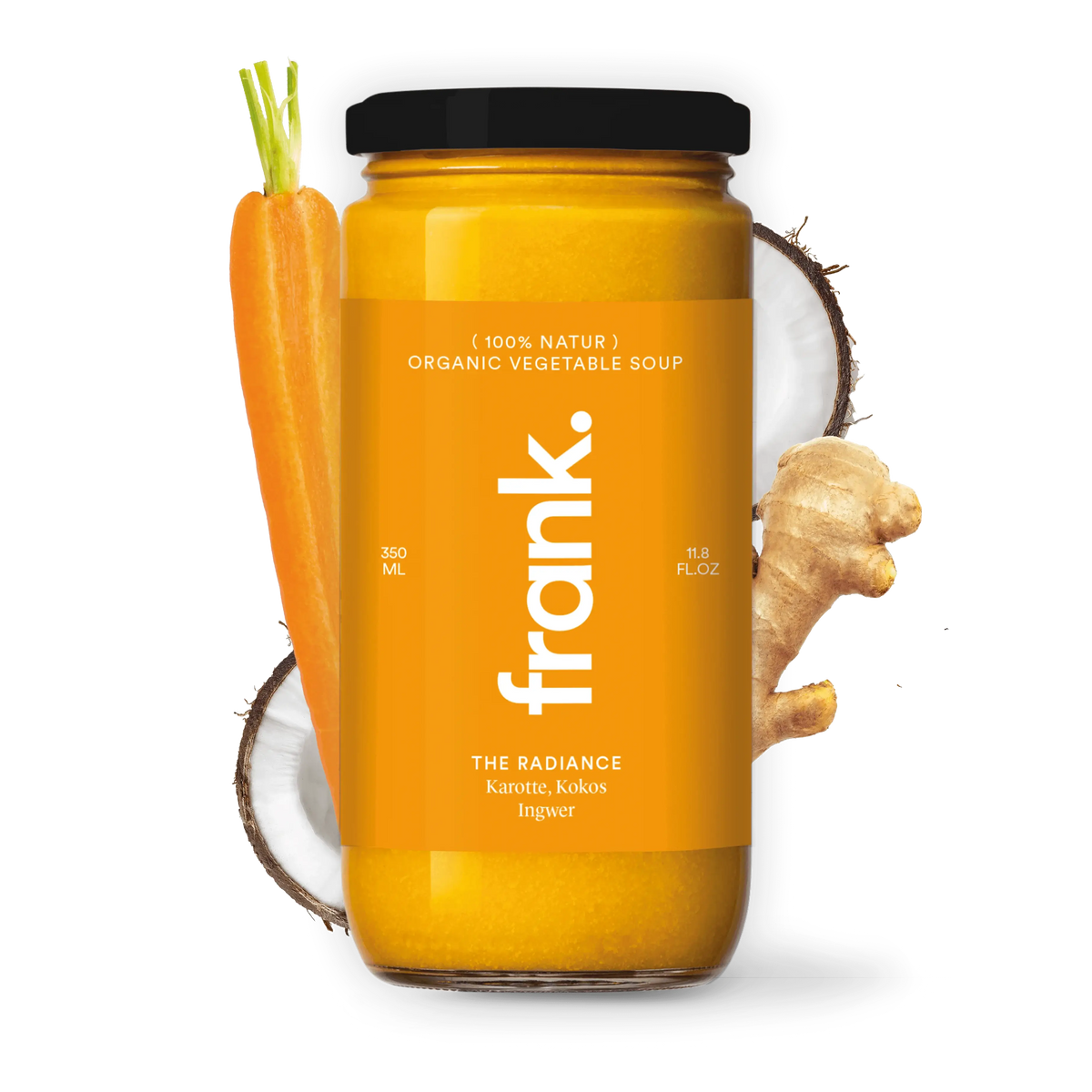 Bio Suppe The Radiance von frank im Glas mit Karotte, Kokos und Ingwer