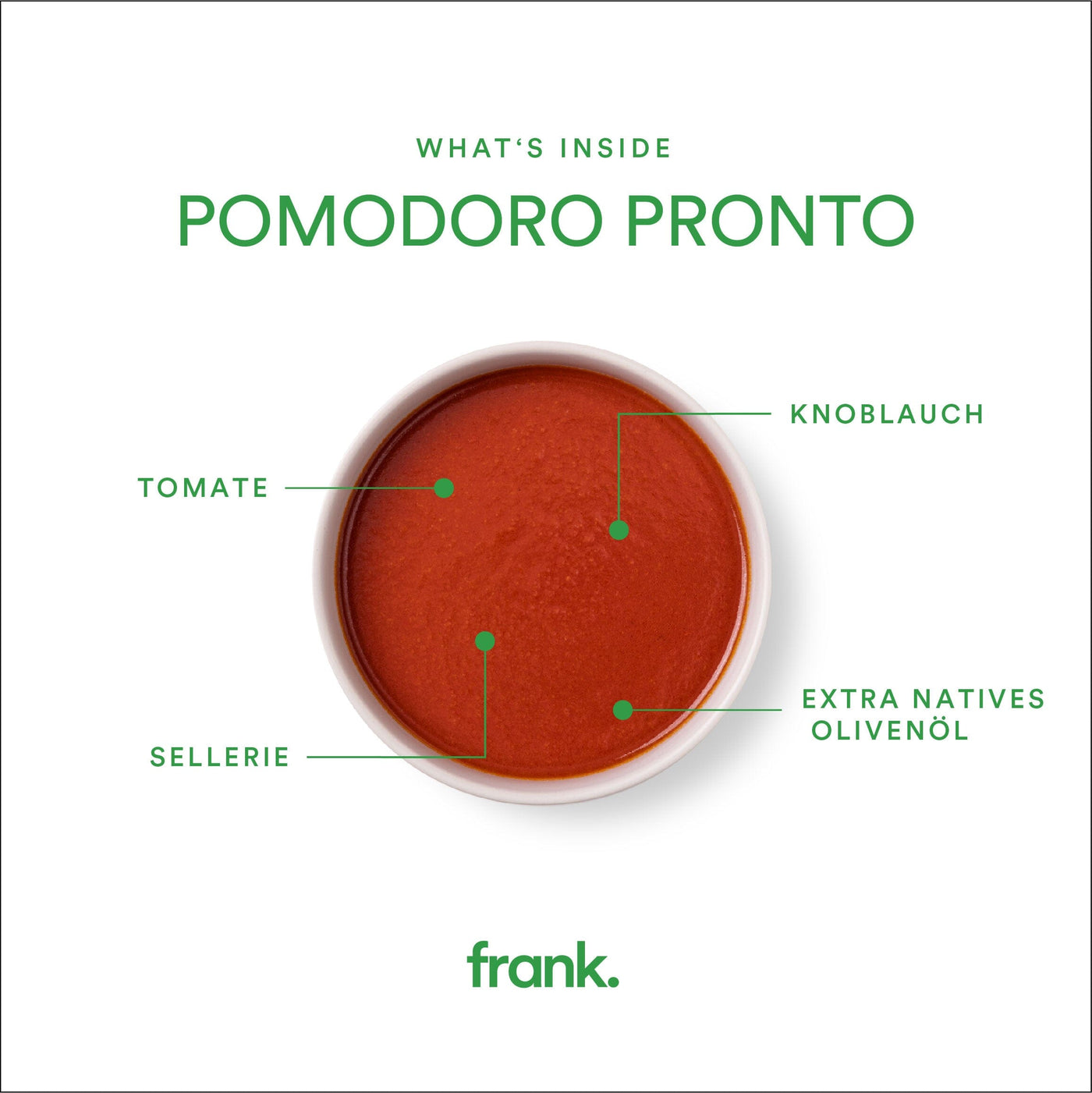Darstellung der bio Suppe Pomodoro Pronto mit Tomate und Meersalz von frank in einer Schüssel angerichtet