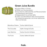 Beschreibung des Green Juice Bundles mit acht grünen Säften in vier Sorten