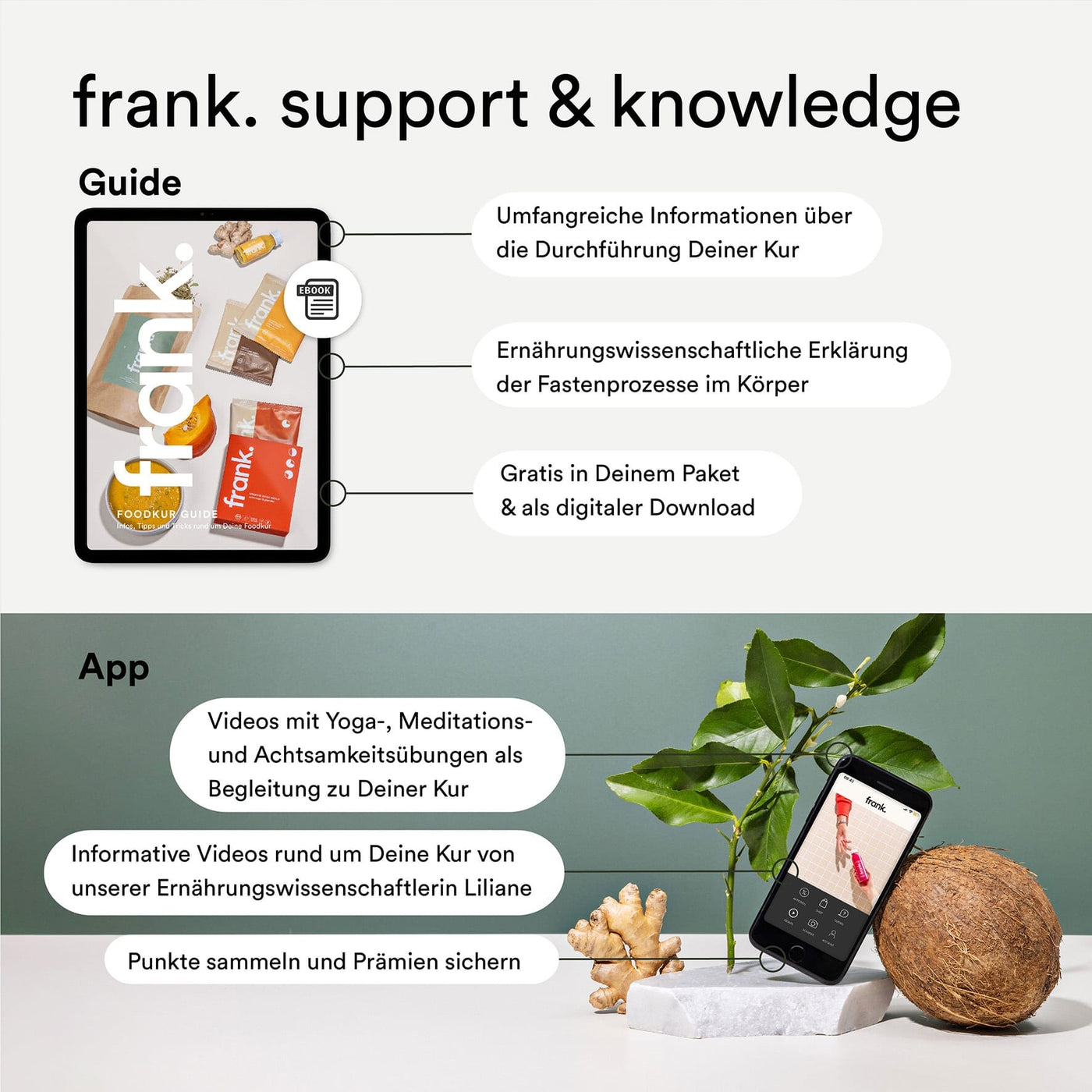 Support und Wissen zur 3 Tages Foodkur im Guide und der App von frank.
