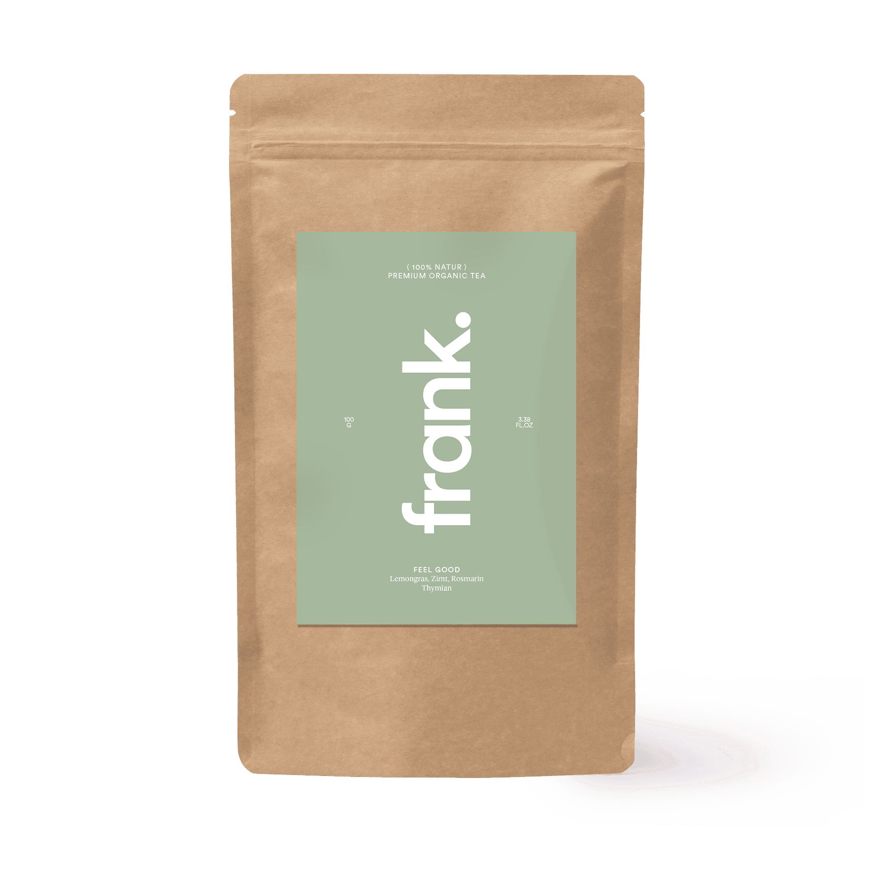 Darstellung des bio Tee Feel Good mit Zitronengras, Zimt, Rosmarin und Thymian von frank