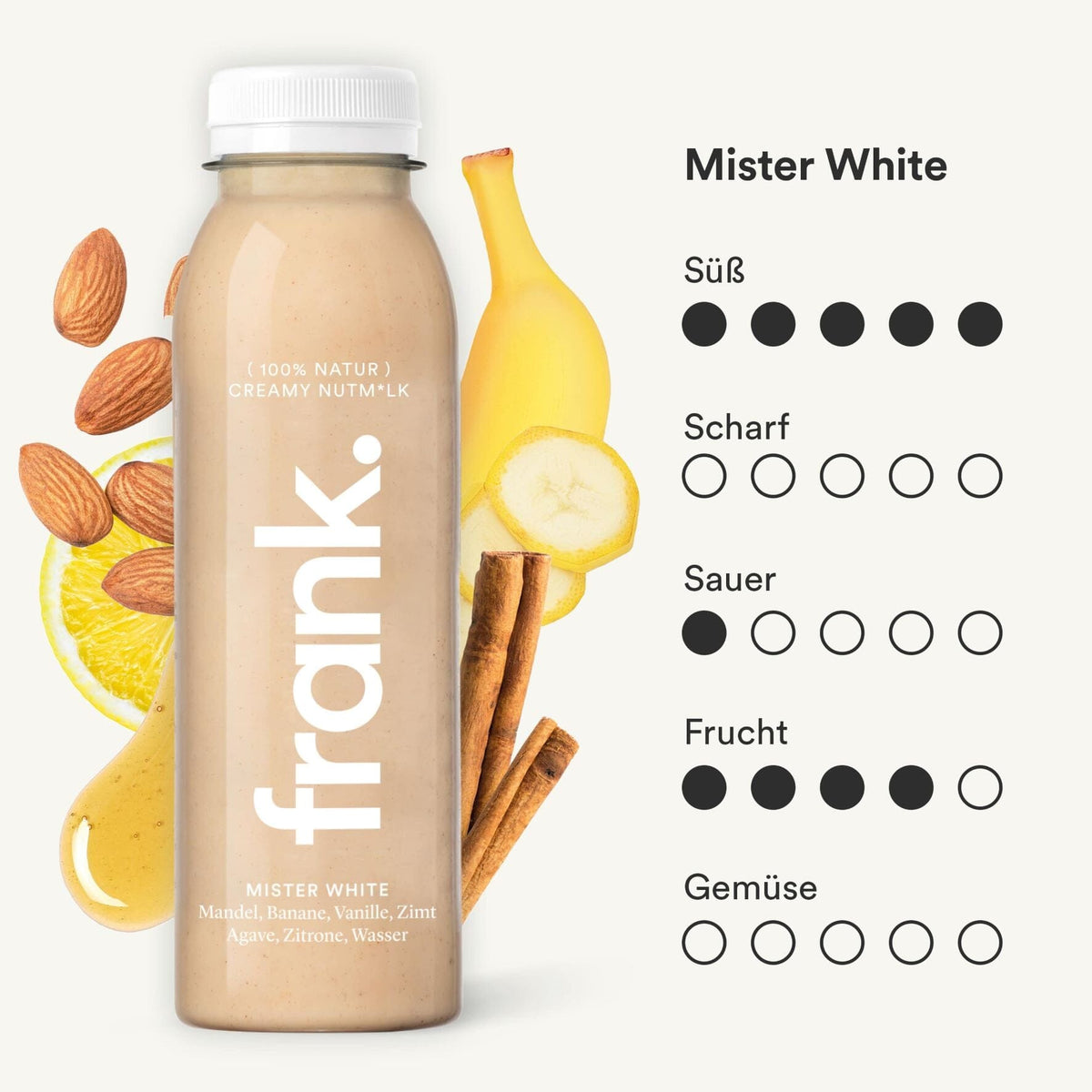 The Mister White juice from frank. with almond, banana, vanilla, cinnamon, agave and lemon
